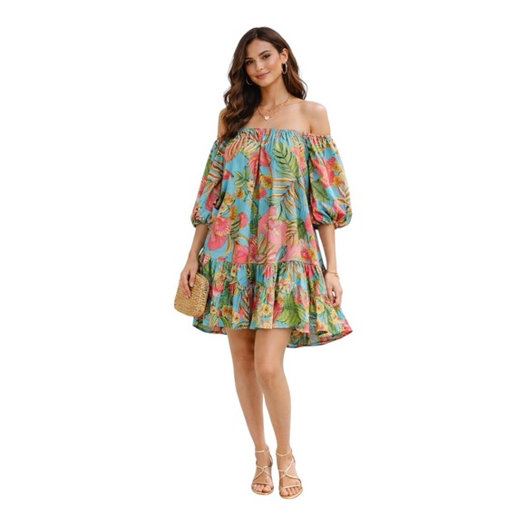 RACHEL Rachel Roy Dresses & Skirts - Rachael Ray Tropical Paradise Off-Shoulder Dress | Boho Coastal Western | Small